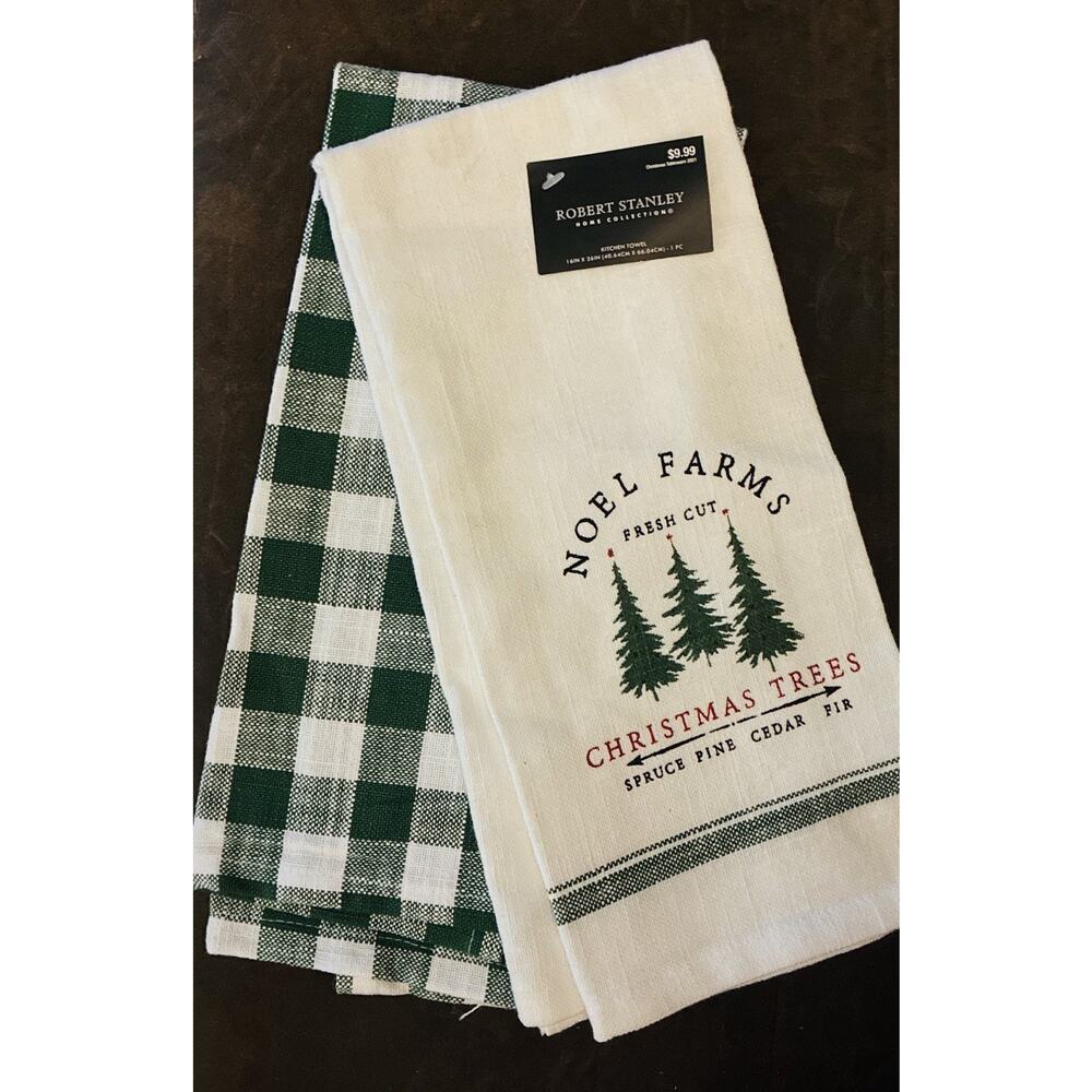 NWT 2 Sets Noel Farm Christmas 3018 July Robert Stanley Ctn Kitchen Towels 16x26